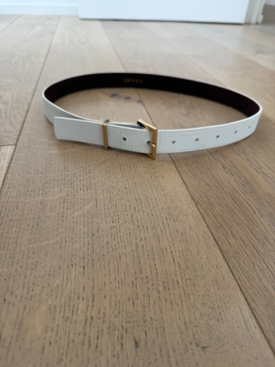 Frame - Blanc White Leather Belt with Square Gold Buckle - Size Small main image 4